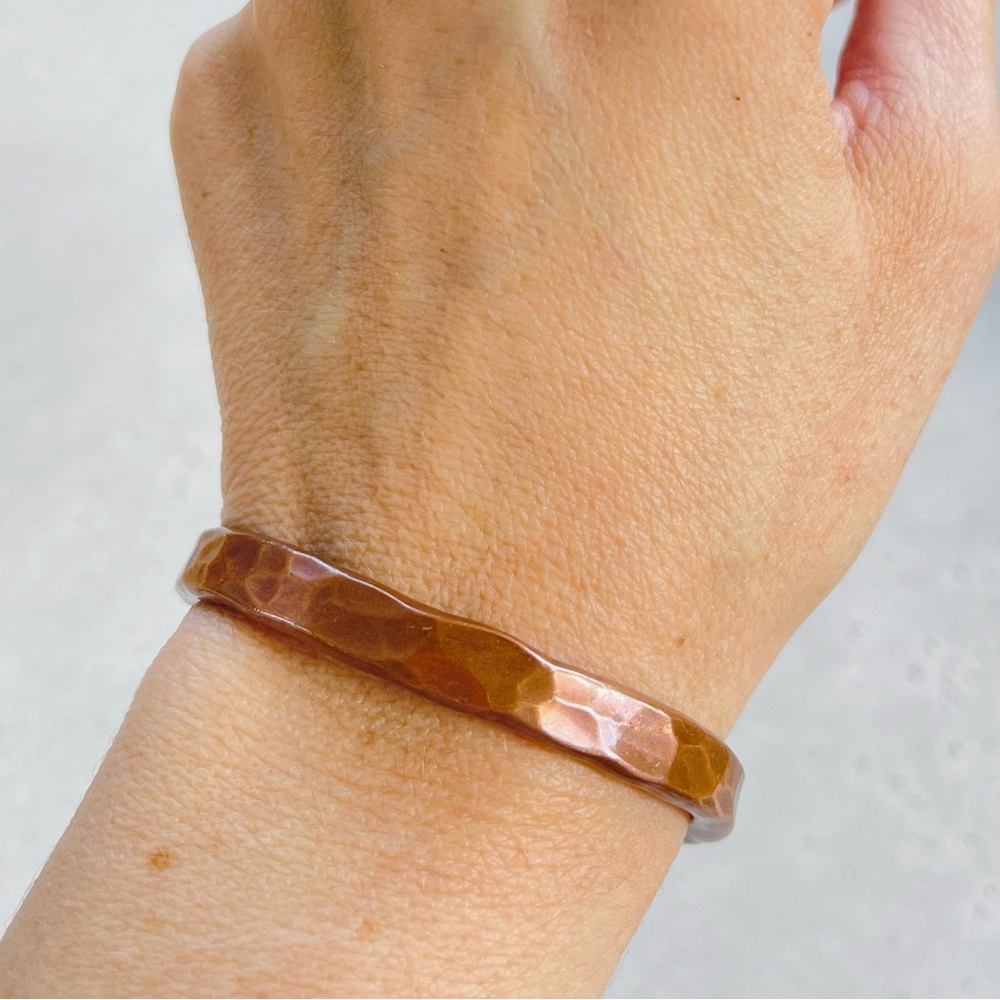 Hammered Texture Solid Copper Cuff Bracelet - image 5